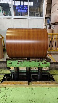 Walnut Color PPGL HDP Wood Grain 30-Year Warranty AZ165 Galvalume Steel Coil Printech Color Coated Coil ASTM A755 A653M